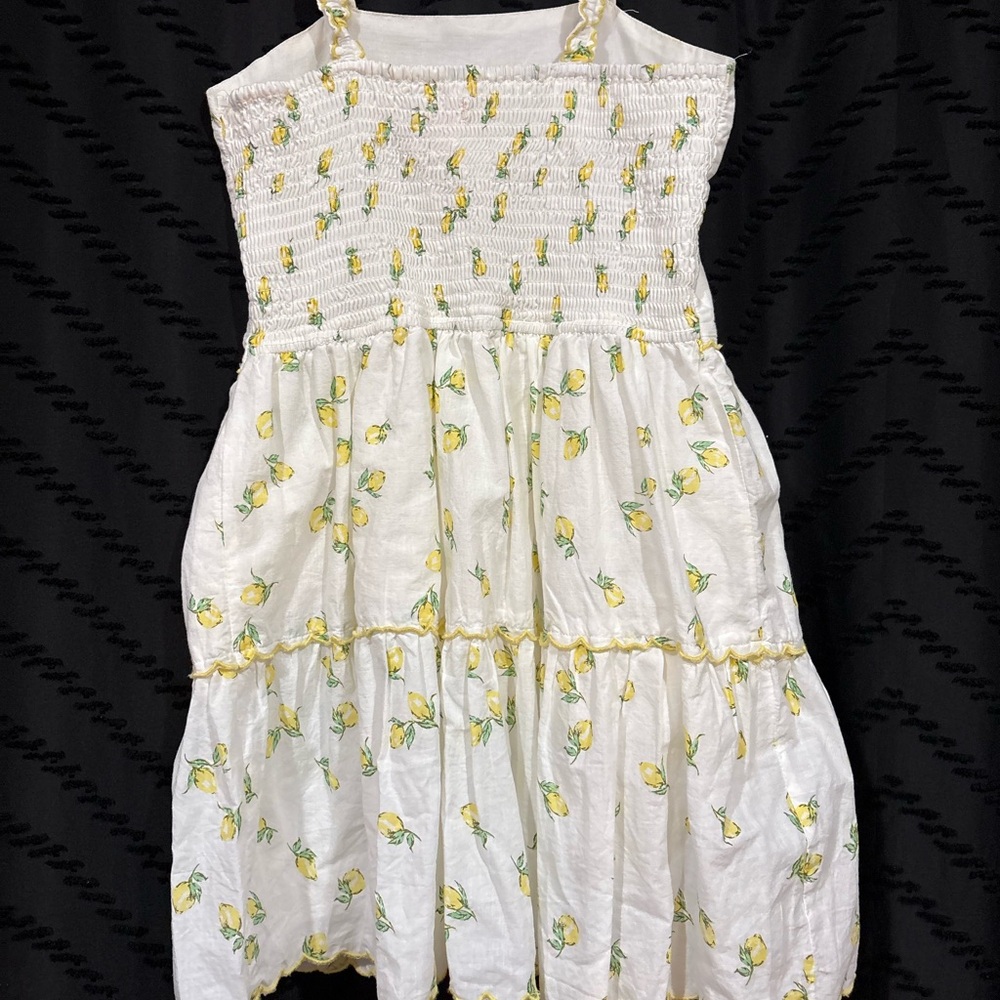 Girls' White Lemon Print Sun Dress